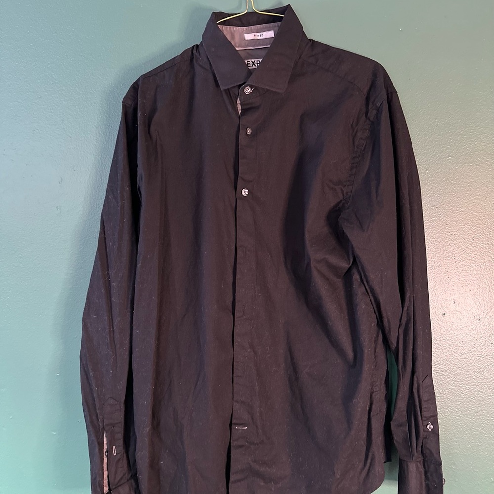 Express Men's Black Button-Up Shirt